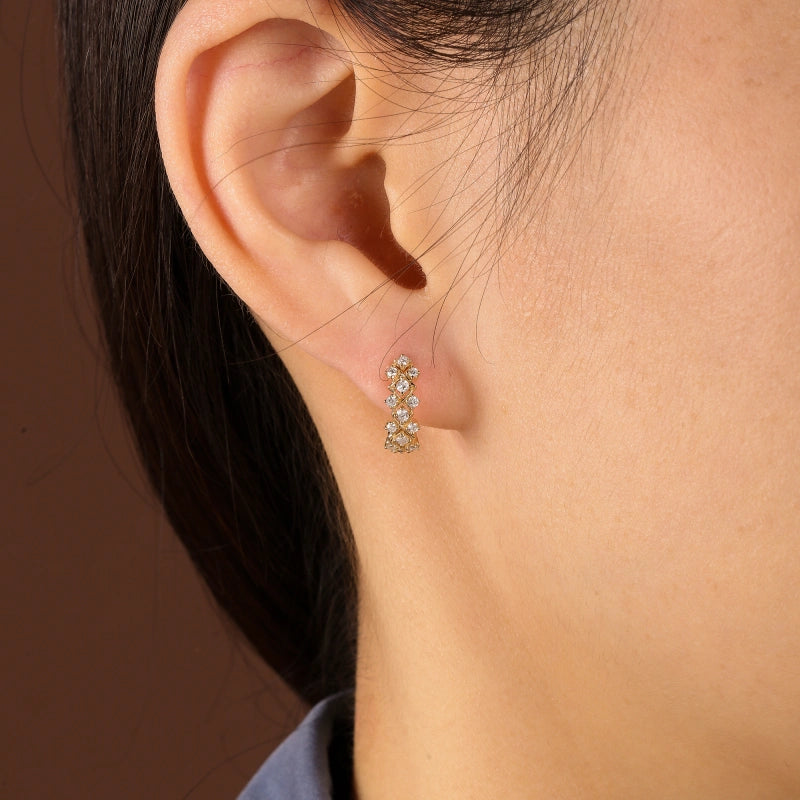 14K Diamond Huggie Hoop (Single)