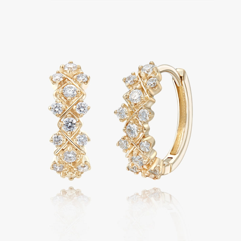 14K Diamond Huggie Hoop (Single）