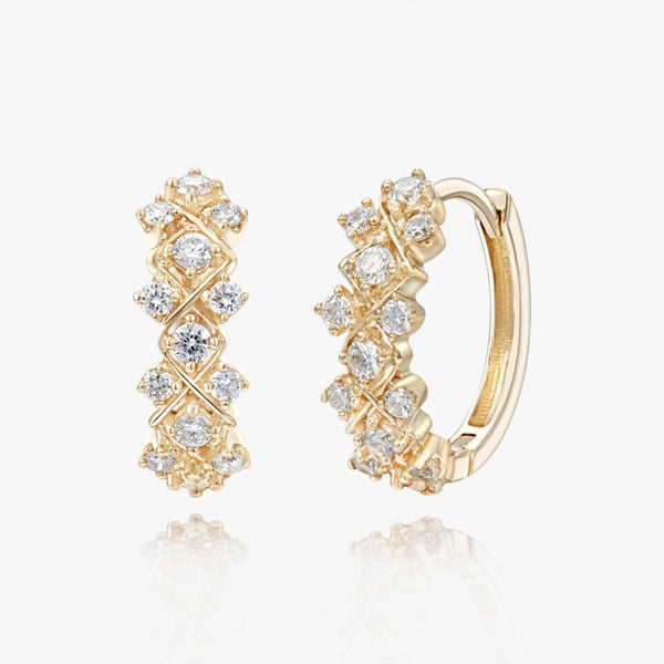 14K Diamond Huggie Hoop (Single）