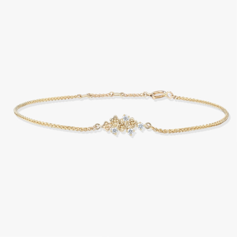 14K Fleur Cluster Diamond Bracelet