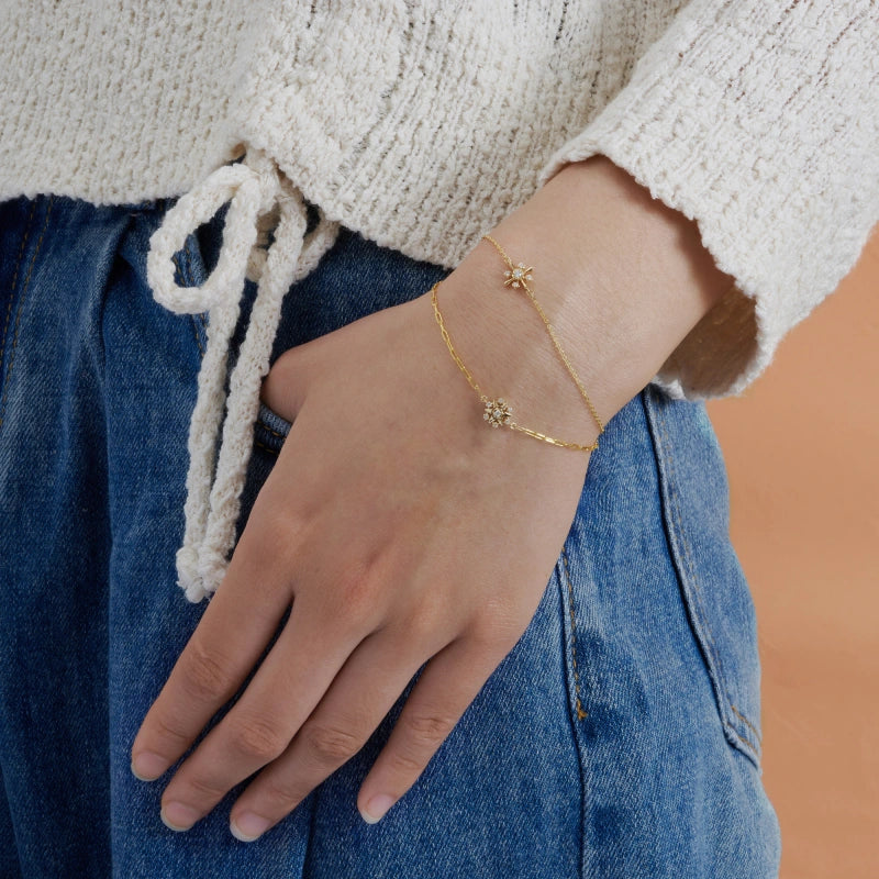 14K Flower Diamond Bracelet