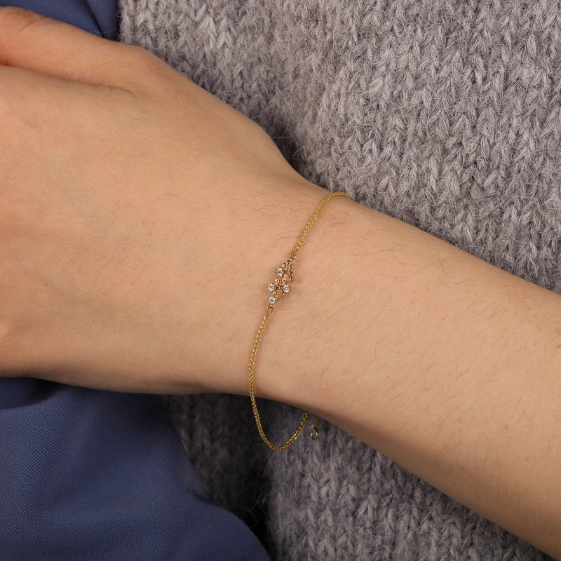 14K Fleur Cluster Diamond Bracelet
