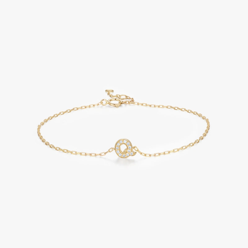 14K Initial Diamond Bracelet