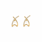 Criss Cross Natural Diamond Stud Earrings | 14k Yellow Gold