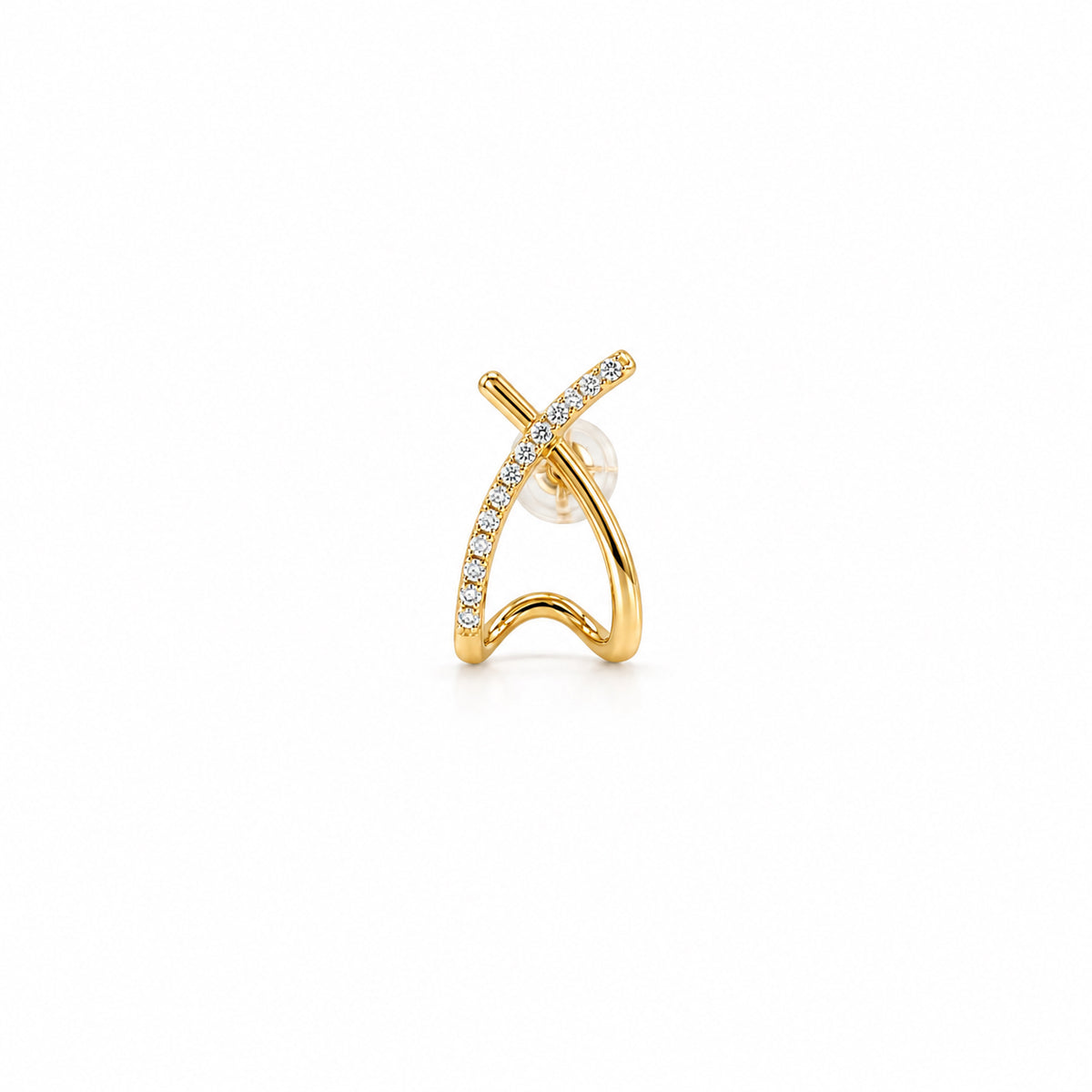 Criss Cross Natural Diamond Stud Earrings | 14k Yellow Gold