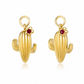 Ruby Desert Cactus Charm | 14K Yellow Gold