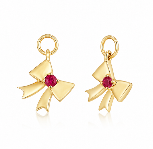 Ruby Bow Charms in 14K Yellow Gold | YSTONE