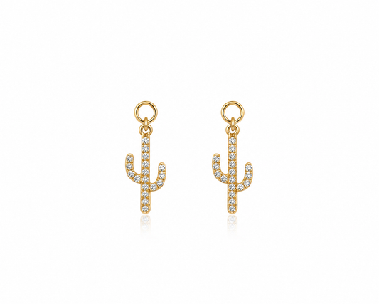 Diamond Cactus Charm | 14K Yellow Gold