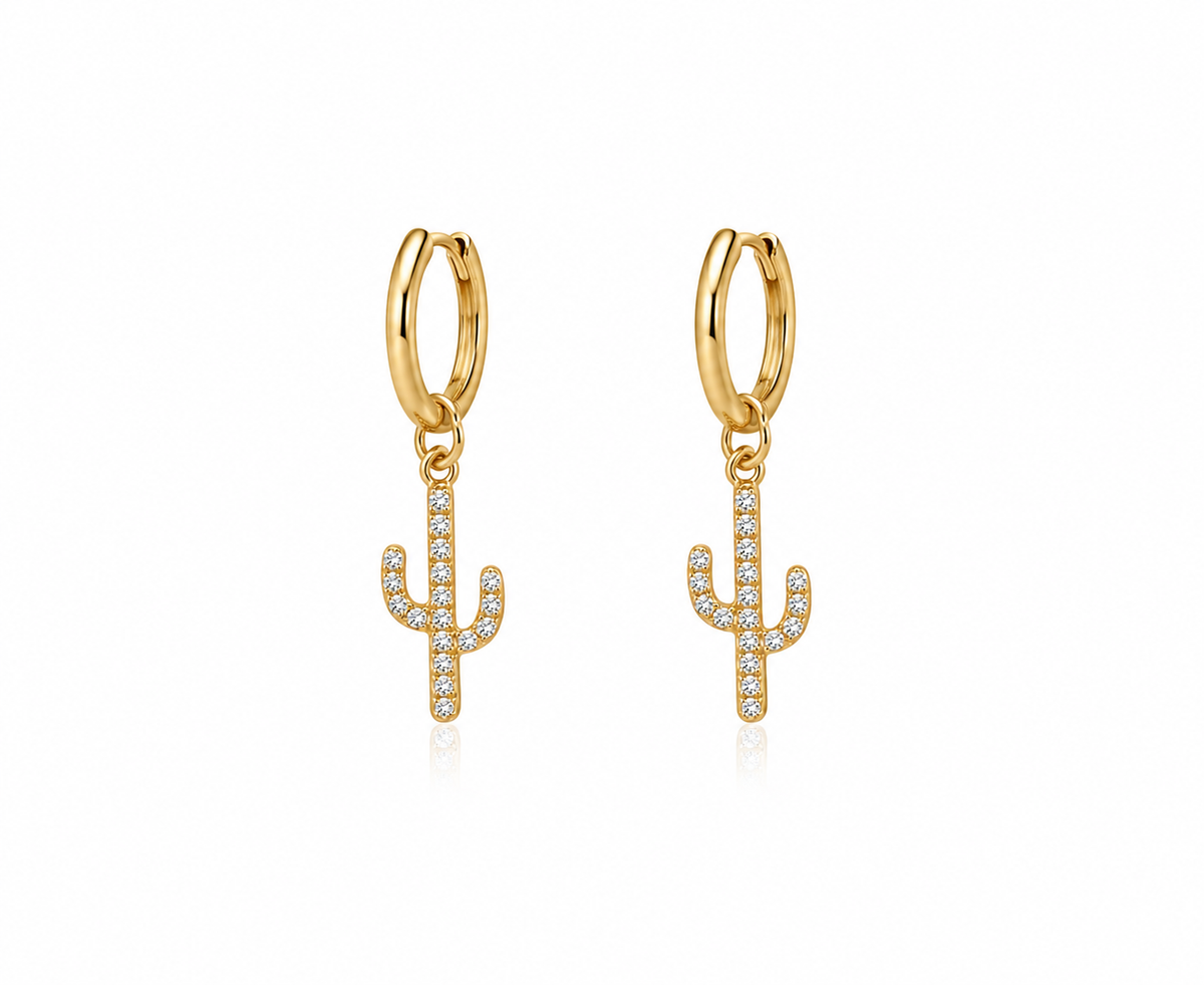 Diamond Cactus Charm | 14K Yellow Gold