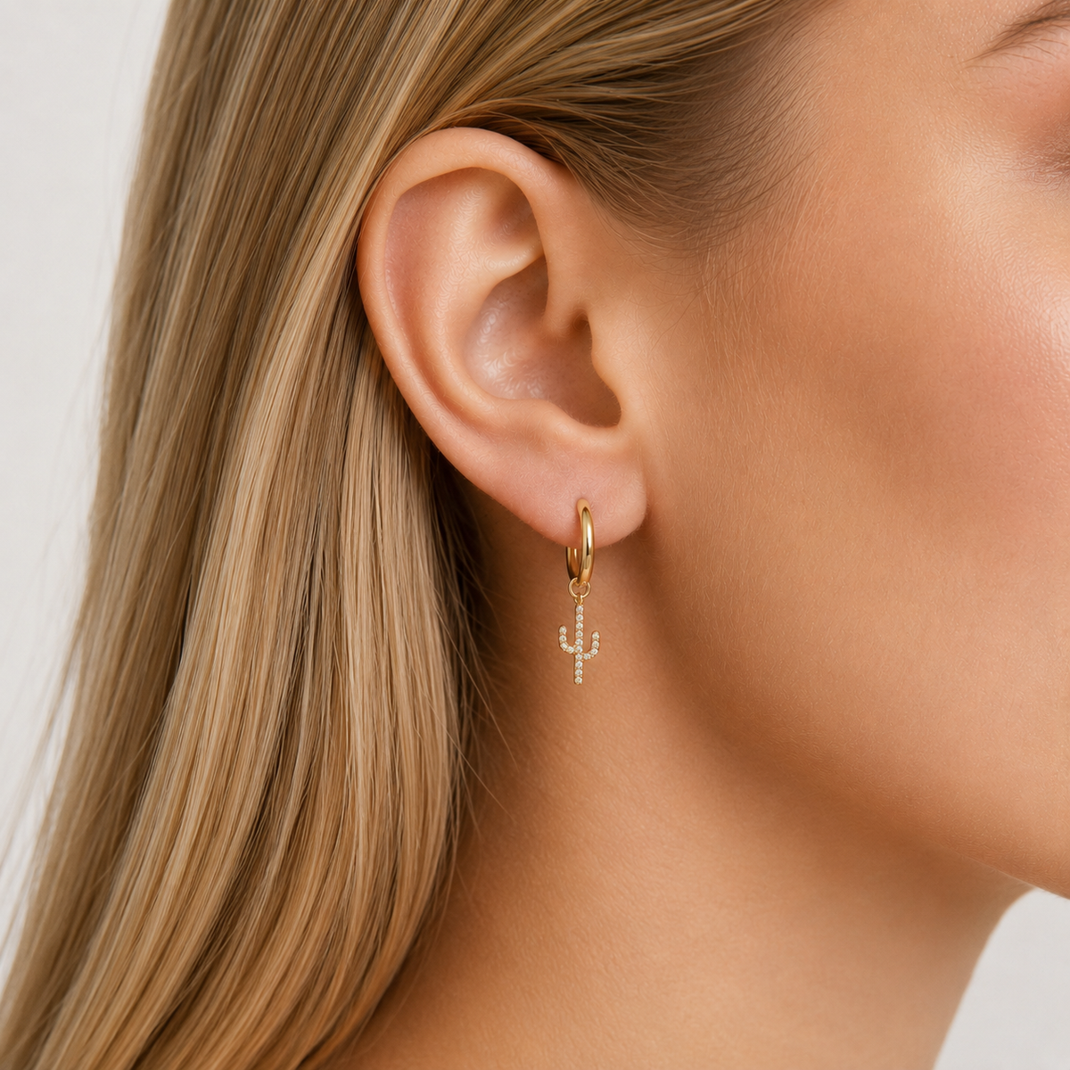 Diamond Cactus Charm | 14K Yellow Gold
